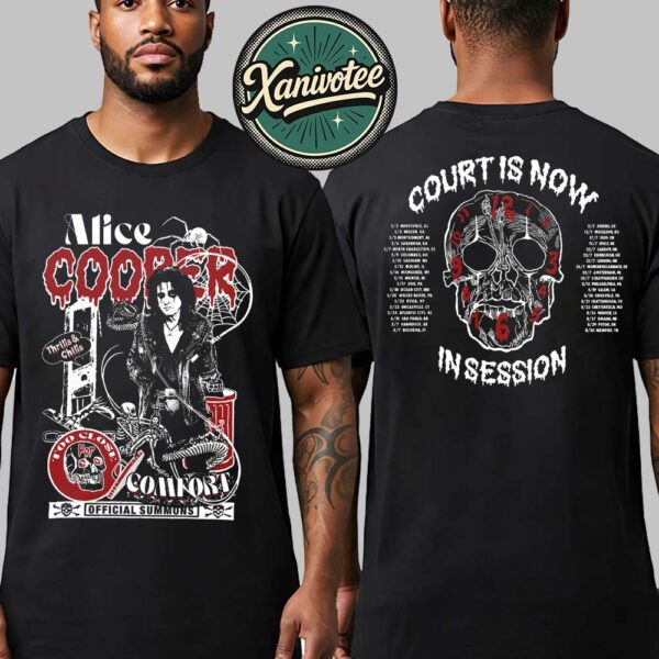 Alice Cooper Merch Court is Now in Session 2025 ITIN Tee Dates List Two Sided Print Unisex T-Shirt