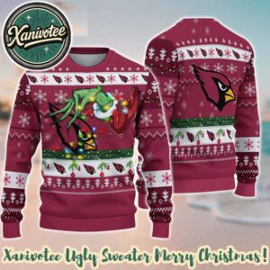 Arizona Cardinals Special Grinchs Hand NFL Football Xmas Day 2025 Ugly Christmas Sweater