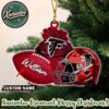 Atlanta Falcons NFL Helmet With Rugby Football Custom Name Decoration 2025 Christmas Ornament