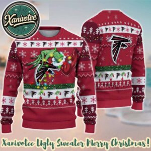 Atlanta Falcons NFL Team With Special Grinchs Hand Football 2025 Christmas Ugly Sweater