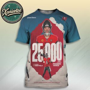 Baker Mayfield Team Tampa Bay Buccaneers Reach 25000 Career Passing Yards And Counting All Over Print Shirt