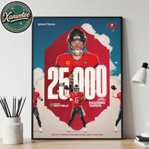 Baker Mayfield Team Tampa Bay Buccaneers Reach 25000 Career Passing Yards And Counting Home Decor Poster Canvas