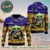 Baby Yoda Hug The Ball With NFL Arizona Cardinals Xmas Holiday Gift For Friends And Couple Ugly Christmas Sweater