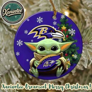 Baltimore Ravens x Baby Yoda NFL Christmas 2025 Tree Decoration Ornament
