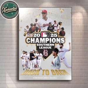 Birmingham Barons Baseball Back To Back 2025 Champions Southern League Home Decor Poster Canvas
