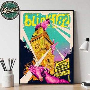 Blink-182 Noblesville IN Show Poster Missionary Impossible 2025 Tour For Ruoff Music Center On September 17th 2025 Home Decor Poster Canvas