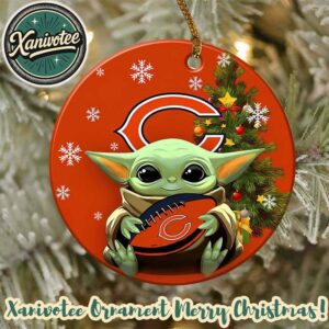 Chicago Bears NFL x Baby Yoda Personalized Christmas 2025 Tree Decoration Holiday Christmas Ornament
