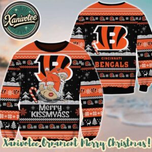 Cincinnati Bengals X Santa Claus Merrykissmyass Funny 2025 Ugly Christmas Sweater Gift For Holiday