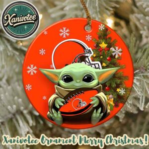 Cleveland Browns NFL x Baby Yoda Personalized Christmas 2025 Tree Decoration Holiday Christmas Ornament