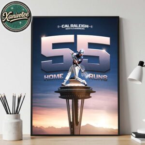 Congrats Cal Raleigh Breaks Mickey Mantle Switch-hit HR Record 55 Home Decor Poster Canvas