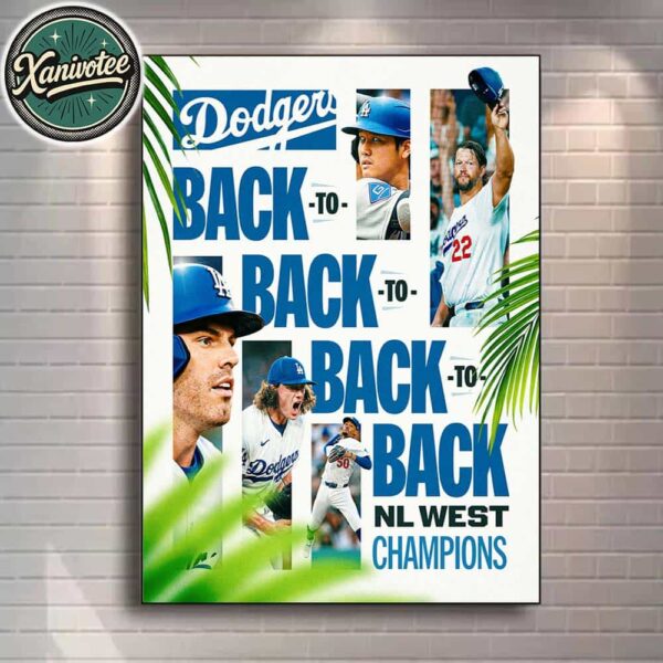 Congrats Los Angeles Dodgers Back-To-Back 2025 NL West Champions MLB Home Decor Poster Canvas