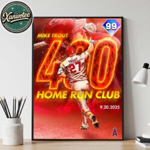 Congrats Mike Trout Joins The 400 Home Run Club In MLB History Home Decor Poster Canvas