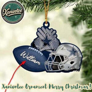 Dallas Cowboys NFL Helmet x Rugby Football Custom Name Christmas Gifts Tree Decorations Ornament 2025