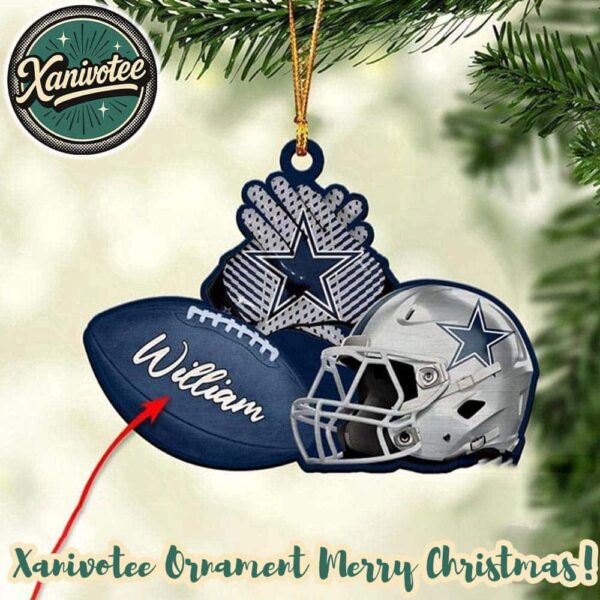 Dallas Cowboys NFL Helmet x Rugby Football Custom Name Christmas Gifts Tree Decorations Ornament 2025