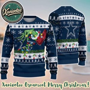Dallas Cowboys With Special Grinchs Hand Football NFL 2025 Christmas Ugly Sweater