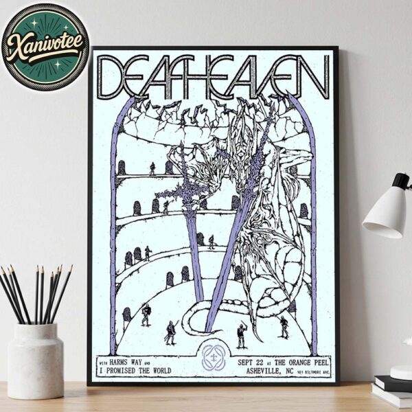 Deafheaven Asheville NC 2025 Tour Poster At The Orange Peel For September 22 2025 Home Decor Poster Canvas
