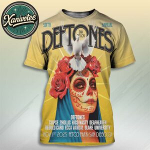Deftones San Diego CA 2025 Poster For Dia De Los Sixth Annual At Petco Park On November 1st 2025 All Over Print Unisex T-Shirt