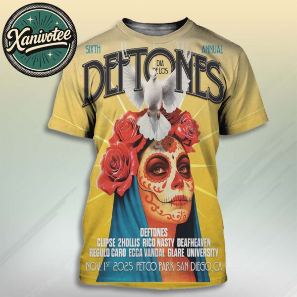 Deftones San Diego CA 2025 Poster For Dia De Los Sixth Annual At Petco Park On November 1st 2025 All Over Print Unisex T-Shirt