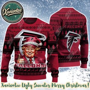 Donald Trump 2025 x Atlanta Falcons Team NFL Ugly Christmas Sweater Gift For Holiday