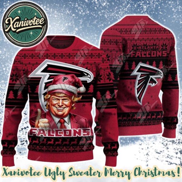 Donald Trump 2025 x Atlanta Falcons Team NFL Ugly Christmas Sweater Gift For Holiday