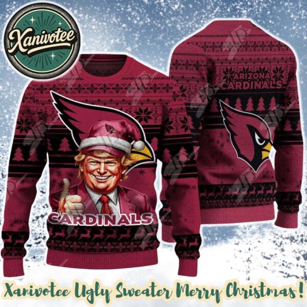 Donald Trump x Arizona Cardinals Team NFL 2025 Holiday Gift Ugly Christmas Sweater