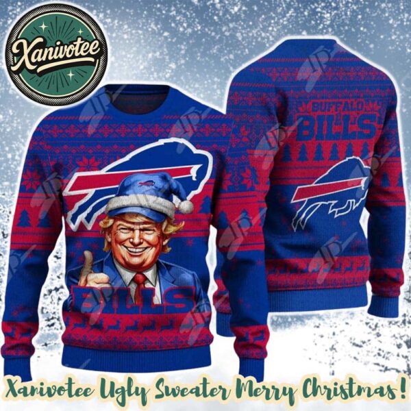 Donald Trump x Buffalo Bills Team NFL 2025 Ugly Christmas Sweater Gift For Holiday