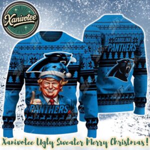 Donald Trump x Carolina Panthers Team NFL 2025 Ugly Christmas Sweater Gift For Holiday