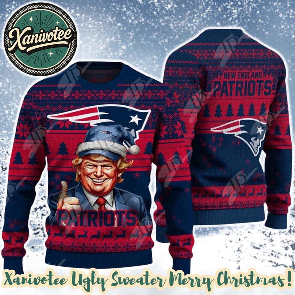 Donald Trump x New England Patriots Team NFL Knitting Chirstmas Pattern Holiday Ugly Sweater 2025 Donald Trump x New England Patriots Team NFL Knitting Chirstmas Pattern Holiday Ugly Sweater 2025