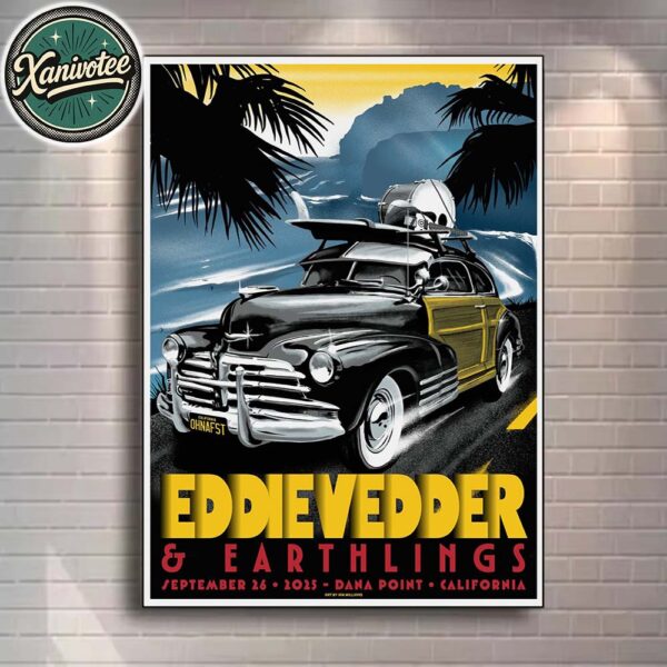 Eddie Vedder And Earthlings Poster For Tonight In California At Dana Point On September 26 2025 Home Decor Poster Canvas