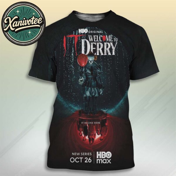 First Poster For Bill Skarsgard As Pennywise In The It Prequel Series It Welcome to Derry Releasing October 26 On HBO Max All Over Print T-Shirt
