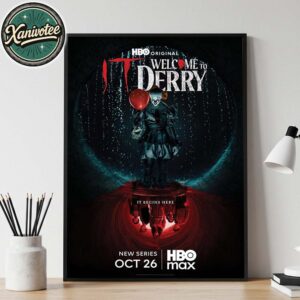 First Poster For Bill Skarsgard As Pennywise In The It Prequel Series It Welcome to Derry Releasing October 26 On HBO Max Poster Canvas