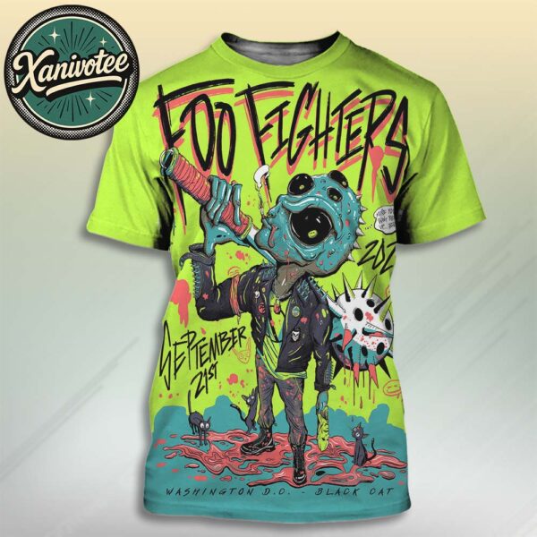 Foo Fighters Washington DC Tour 2025 Show Poster At Black Cat On September 21st 2025 All Over Print T-Shirt