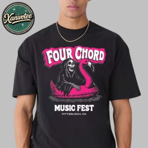 Four Chord Music Festival 11 2025 Flamingo Reaper Tee For Pittsburgh PA On September 13 And 14 2025 Black Unisex T-Shirt