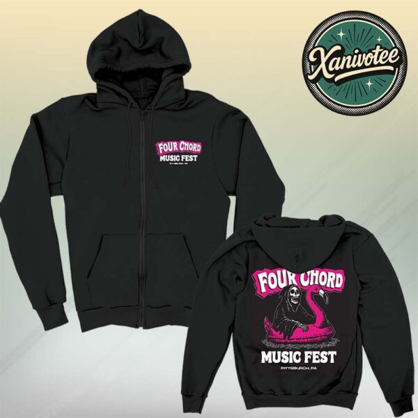 Four Chord Music Festival 11 2025 Flamingo Reaper Tee Pittsburgh PA On September 13 And 14 2025 Two Sided Print Zip Hoodie T-Shirt