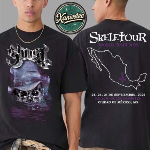Ghost Ciudad De Mexico MX Skeletour World Tour 2025 Merch Tee For 23 24 And 25 Septiembre Palacio de los Deportes Black T-Shirt