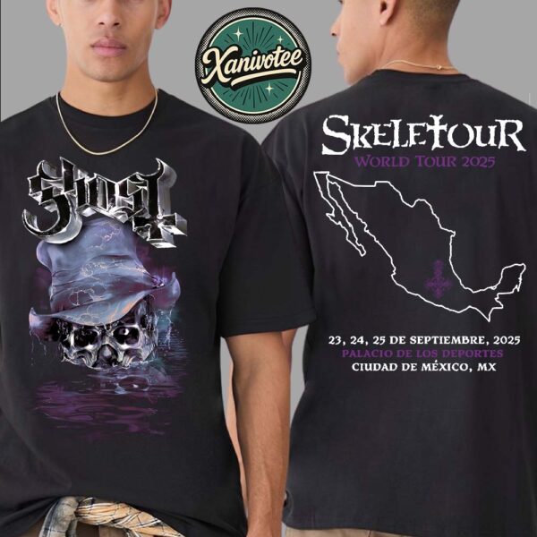 Ghost Ciudad De Mexico MX Skeletour World Tour 2025 Merch Tee For 23 24 And 25 Septiembre Palacio de los Deportes Black T-Shirt