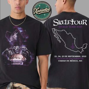 Ghost Mexico MX Merchandise Tee For September 23 24 And 25 Skeletour World Tour 2025 At Palacio de los Deportes Two Sided Print T-Shirt