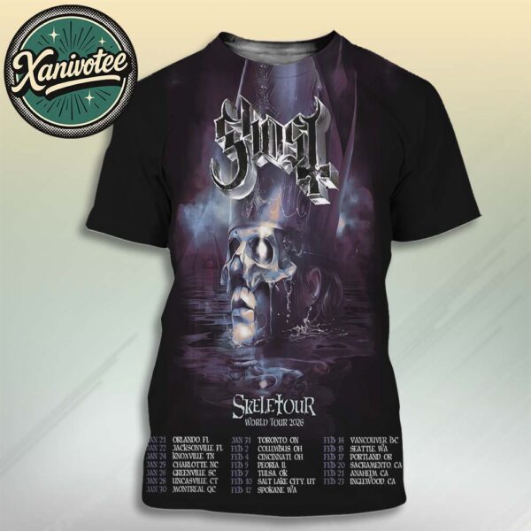 Ghost Skeletour World Tour 2026 Dates List For January And February 2026 All Over Print T-Shirt