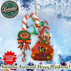 Grinch x NFL Cincinnati Bengals Football Team 2025 Gift For Fan Christmas Ornament