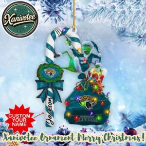 Grinch x NFL Jacksonville Jaguars Football Team Ornament Custom Your Family Name 2025