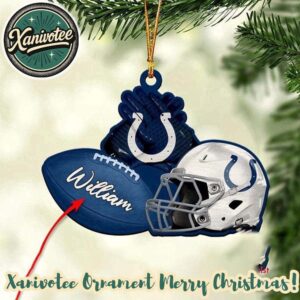 Indianapolis Colts NFL Helmet x Rugby Football Custom Name 2025 Christmas Ornament For Home Decoration