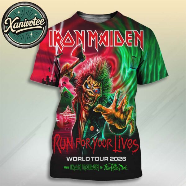 Iron Maiden The Run For Your Lives World Tour Returns To Europe 2026 From Iron Maiden To Fear Of The Dark All Over Print T-Shirt