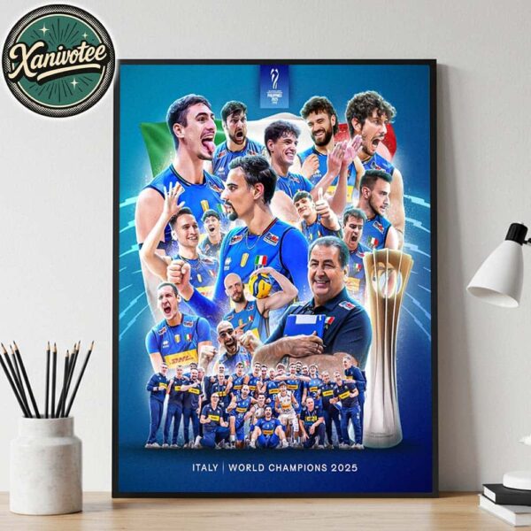 Italy Men’s National Volleyball Team Back-To-Back Champions 2025 Home Decor Poster Canvas