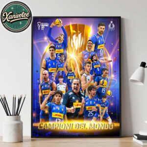 Italy Men’s National Volleyball Team Campioni Del Mondo 2025 Champions Home Decor Poster Canvas