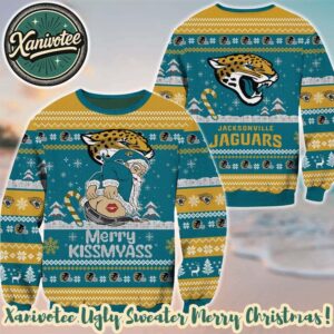 Jacksonville Jaguars NFL Funny Santa Claus Merrykissmyass 2025 Pattern Gift For Fan Christmas Ugly Sweater