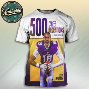 Justin Jefferson From Minnesota Vikings The Youngest Player To Reach 500 Career Receptions All Over Print Shirt