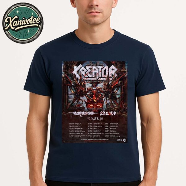 Kreator UK And Europe Krushers Of The World Tour 2026 Dates List Kicks Off In Lisbon PT On March 20 2026 Unisex T-Shirt