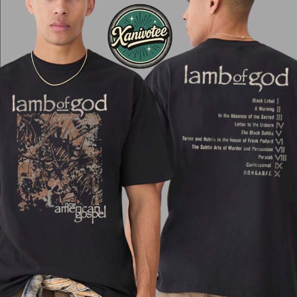 Lamb Of God New American Gospel Vintage Tracklist Tee For 25 Years ago New American Gospel Two Sided Print T-Shirt