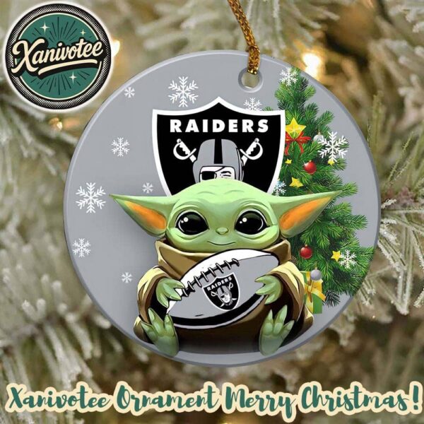 Las Vegas Raiders x Baby Yoda NFL Xmas 2025 Personalized Holiday Ornament