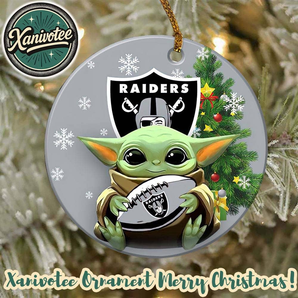 Las Vegas Raiders x Baby Yoda NFL Xmas 2025 Personalized Holiday Ornament